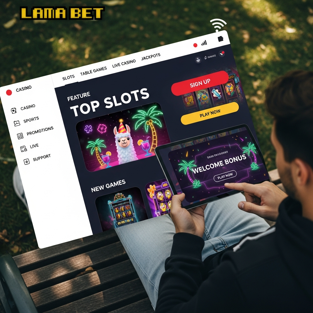 A relaxed Lamabet player taking a break from casino games in Canada