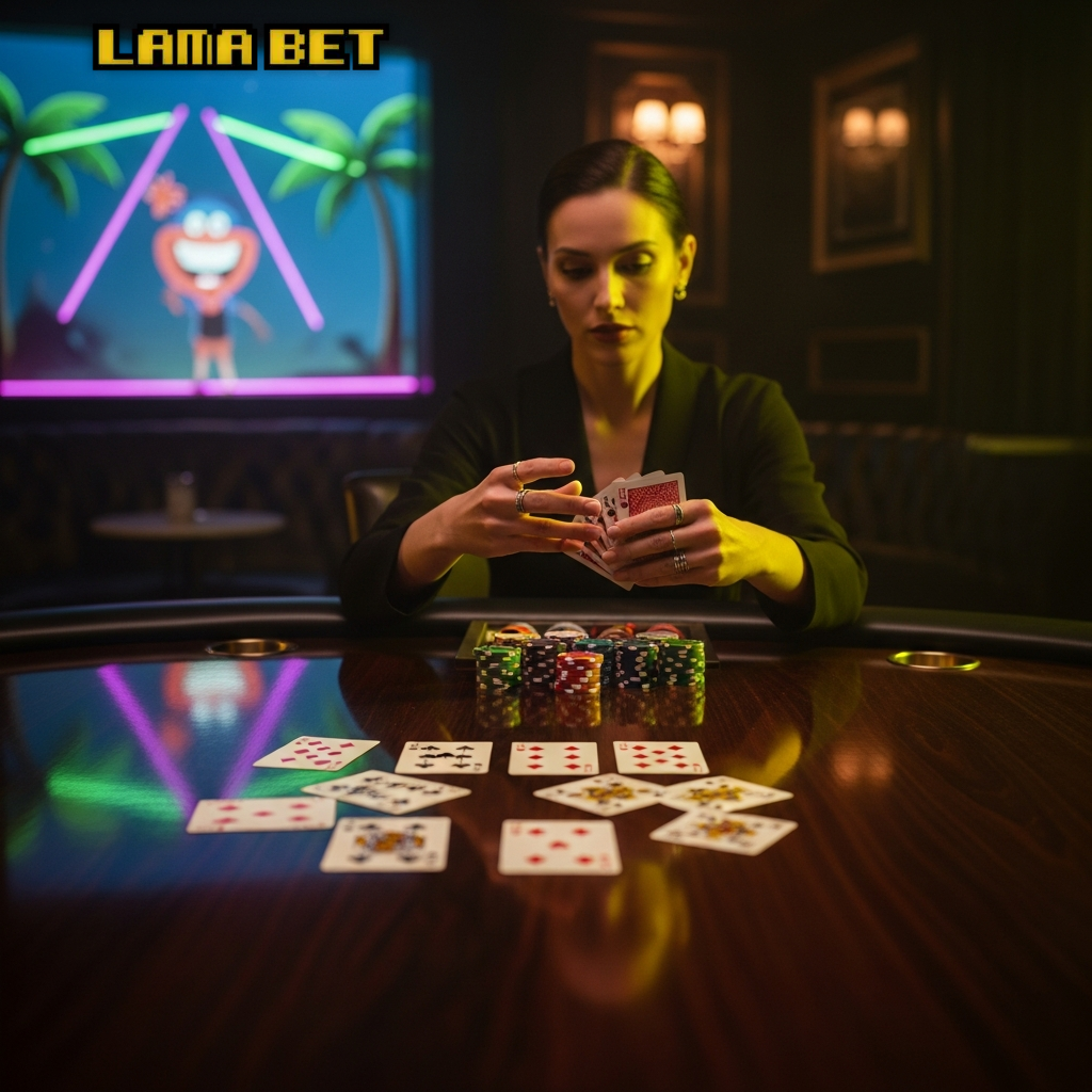 Lamabet live casino card table streamed in HD